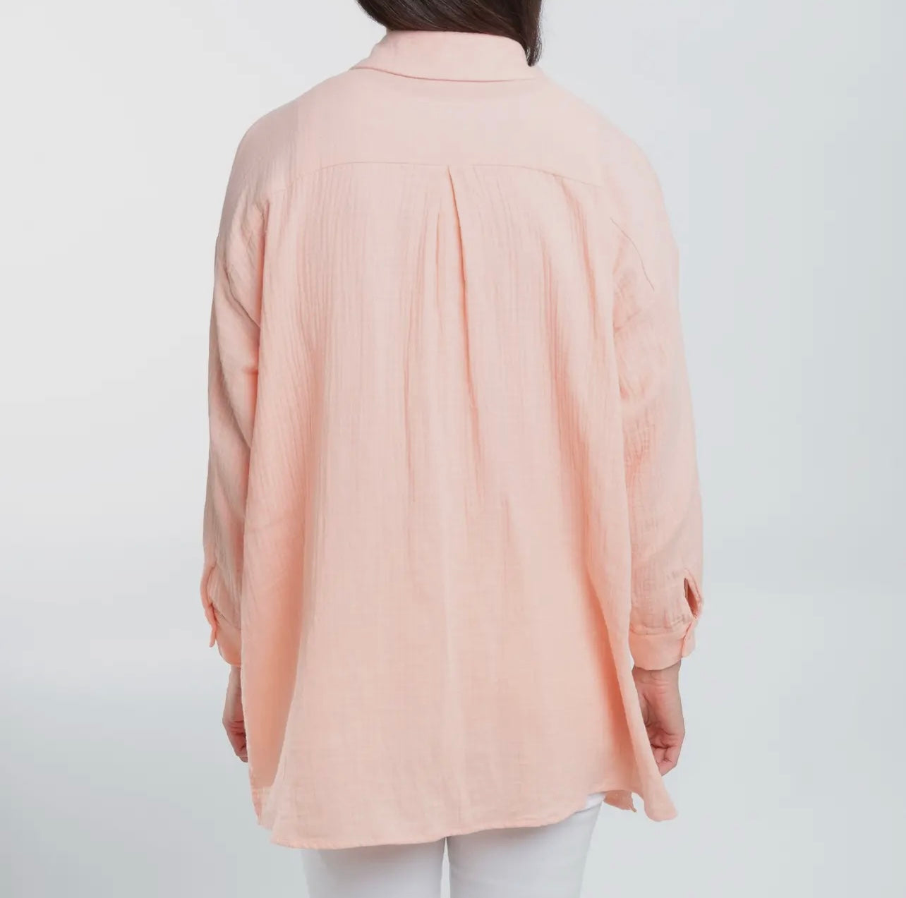 Aaliyah Gauze Button Up - Peach
