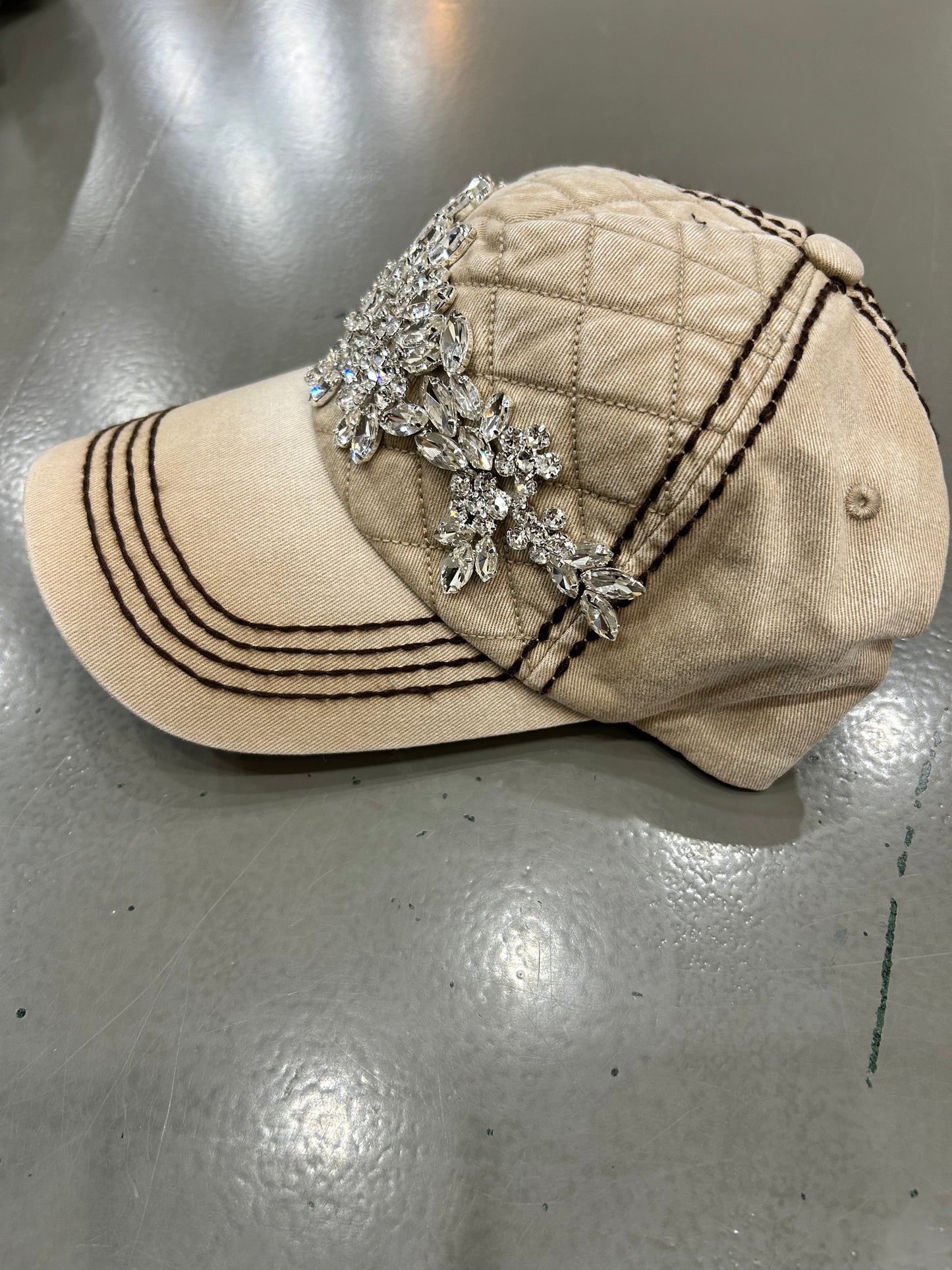 Floral Bling Quilted Hat