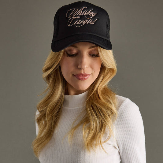 Black Whiskey Cowgirl Trucker Hat
