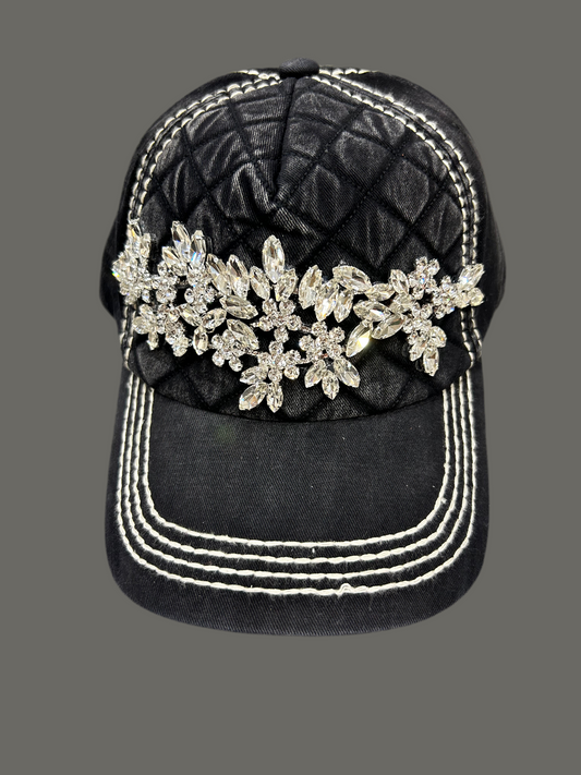 Floral Bling Quilted Hat