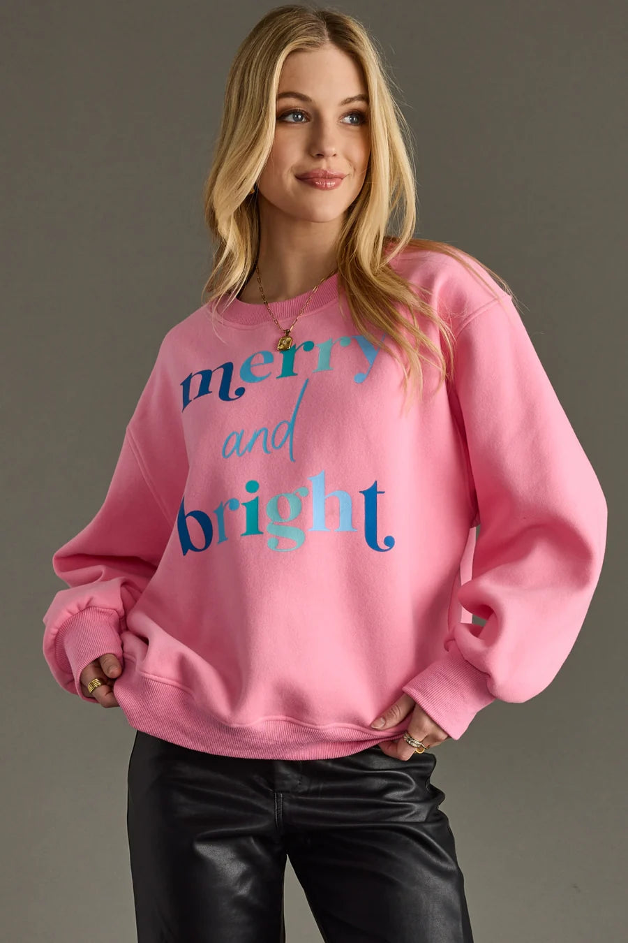 Merry & Bright Sweatshirt - Pink