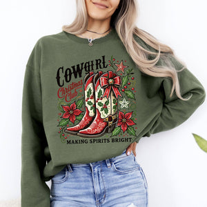 Cowgirl Christmas Club, Cowboy Boots, Western Sweatshirt