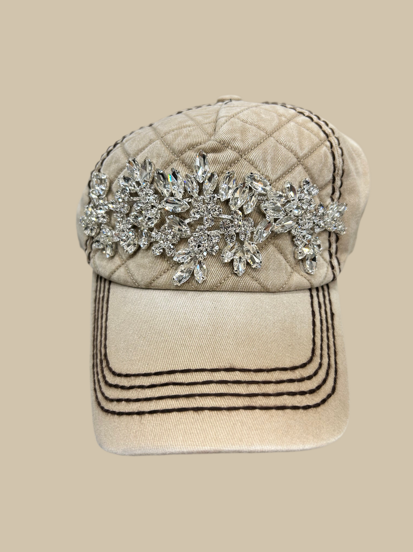 Floral Bling Quilted Hat