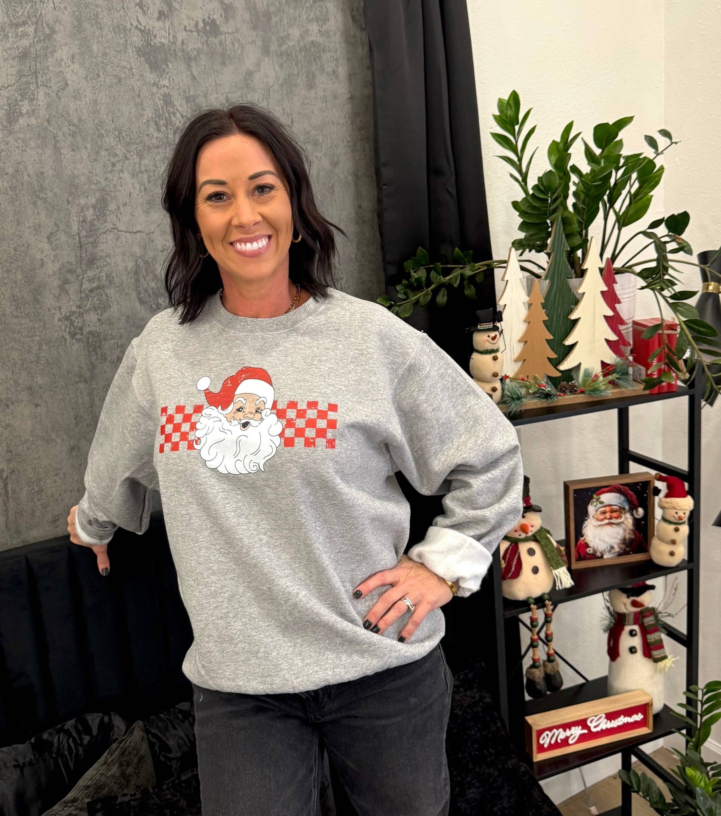 Checkered Santa Graphic Tee