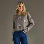 Gray Sequin Football Sweater