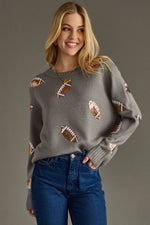 Gray Sequin Football Sweater