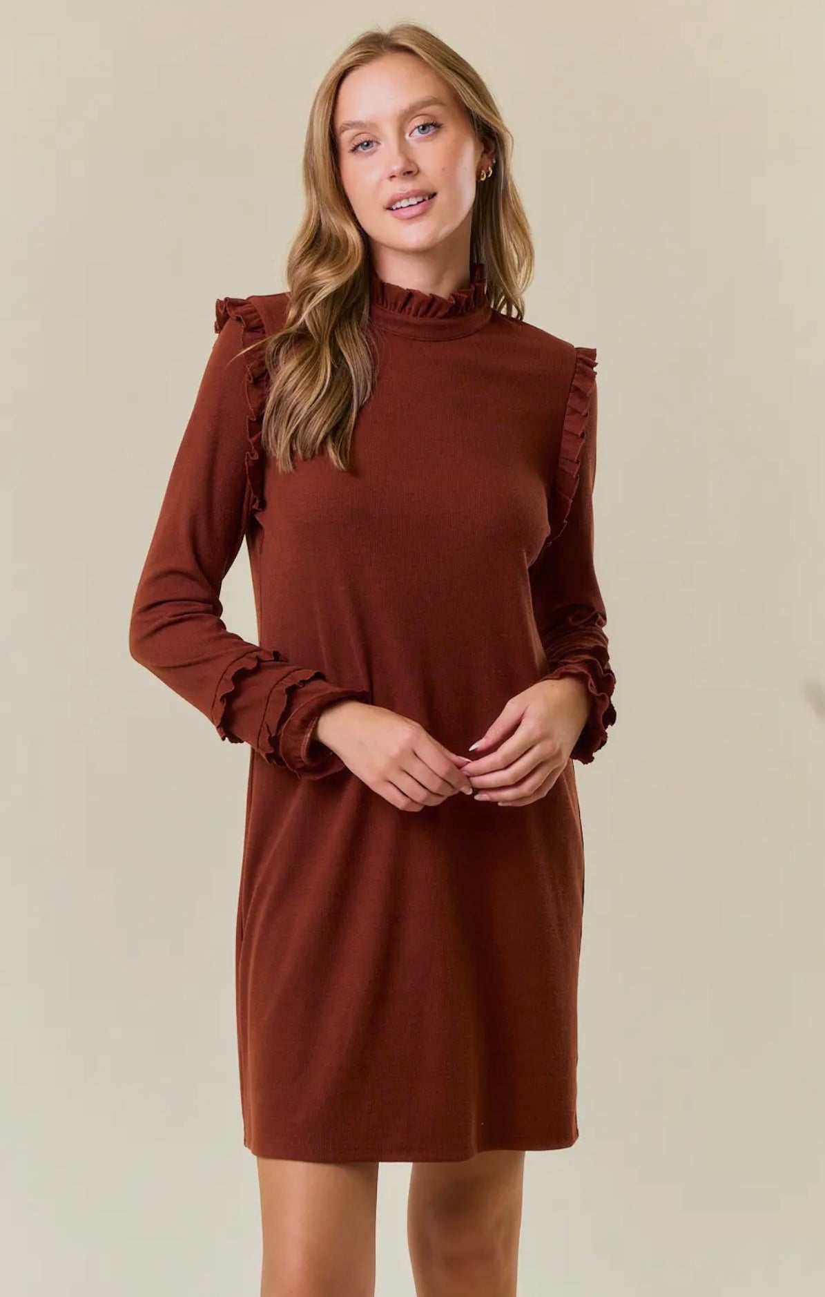 Rhea Dress - Chestnut