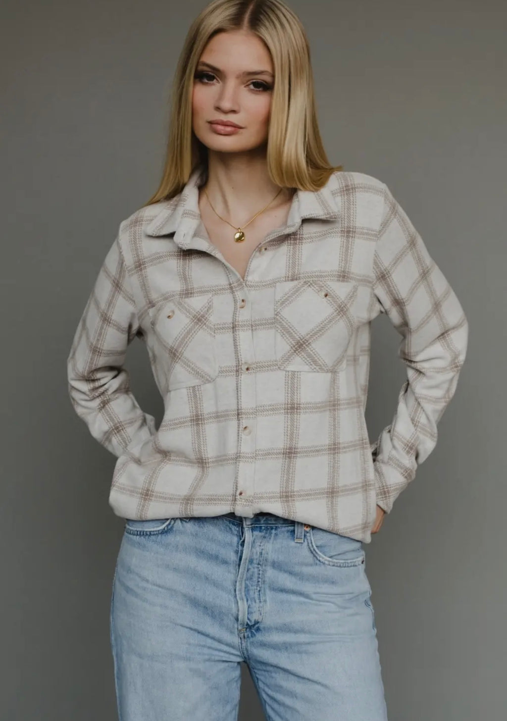 Heather Button-Up