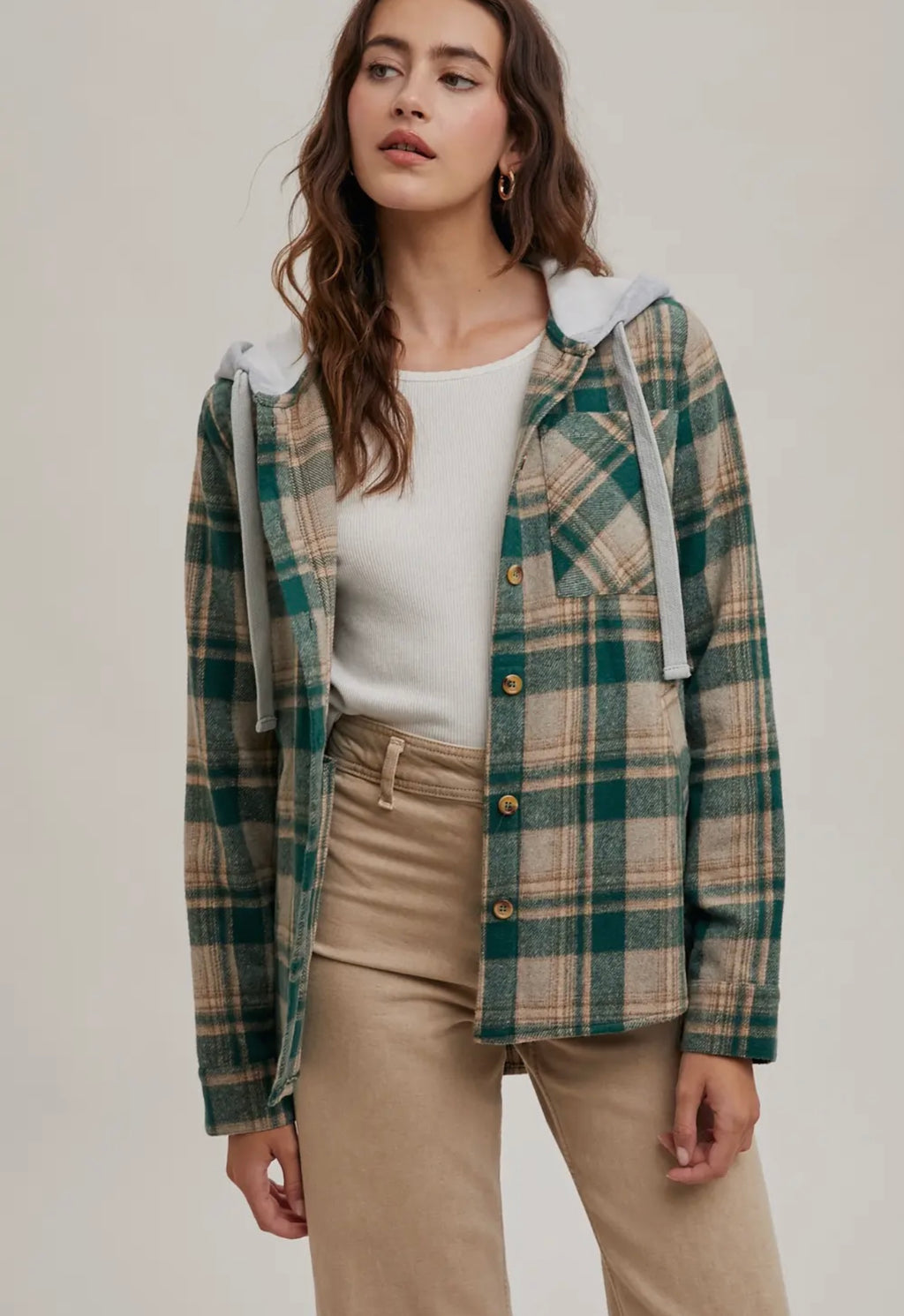 Gus Hooded Flannel - Green