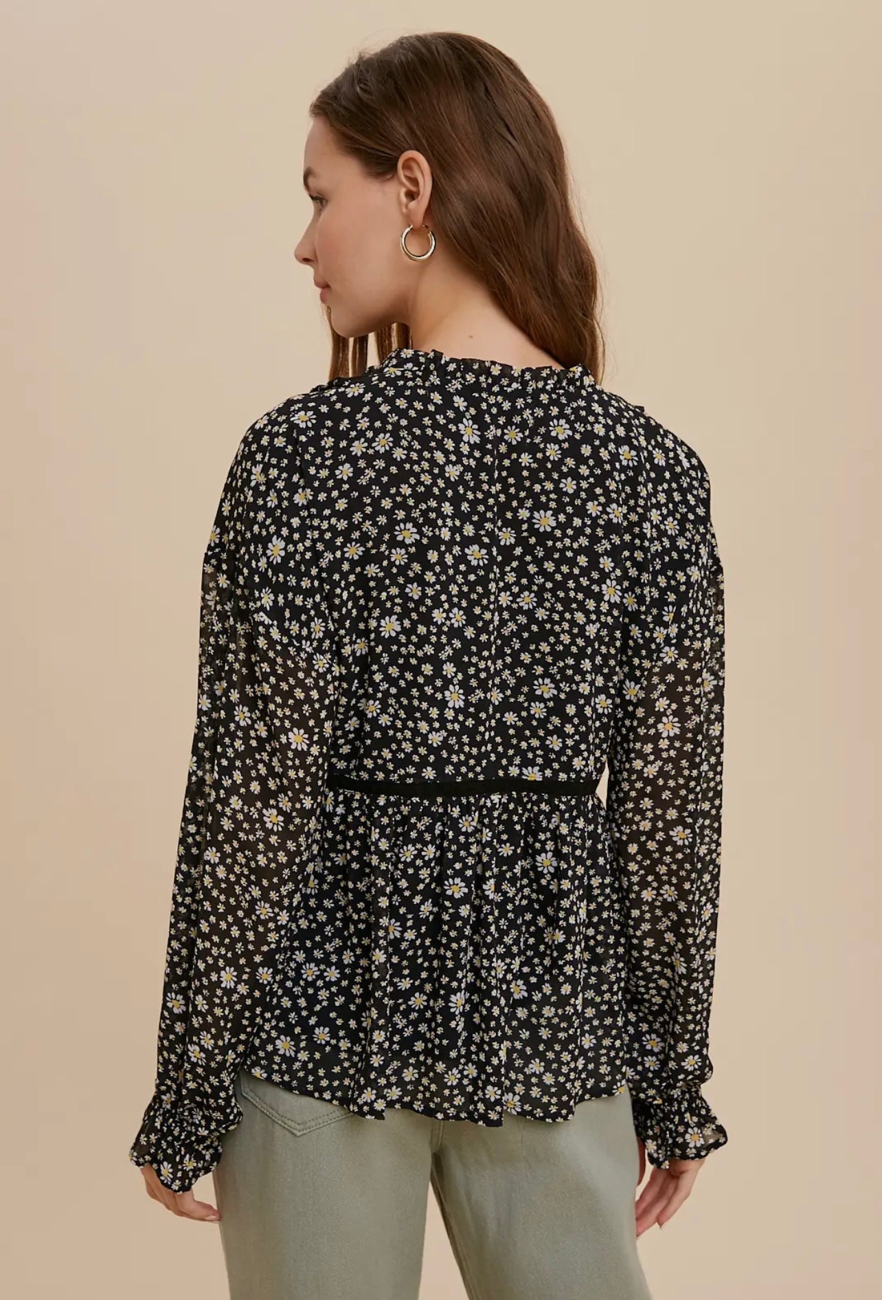 Ditsy Floral Blouse - Black