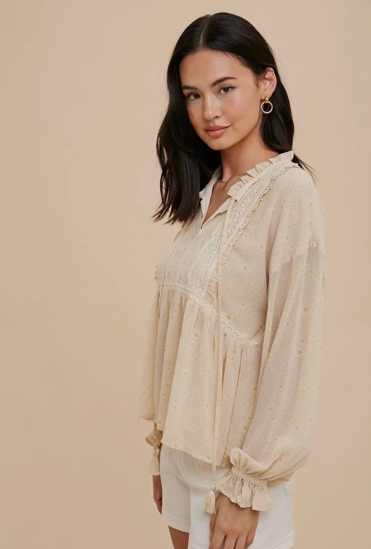 Ditsy Floral Blouse - Crème