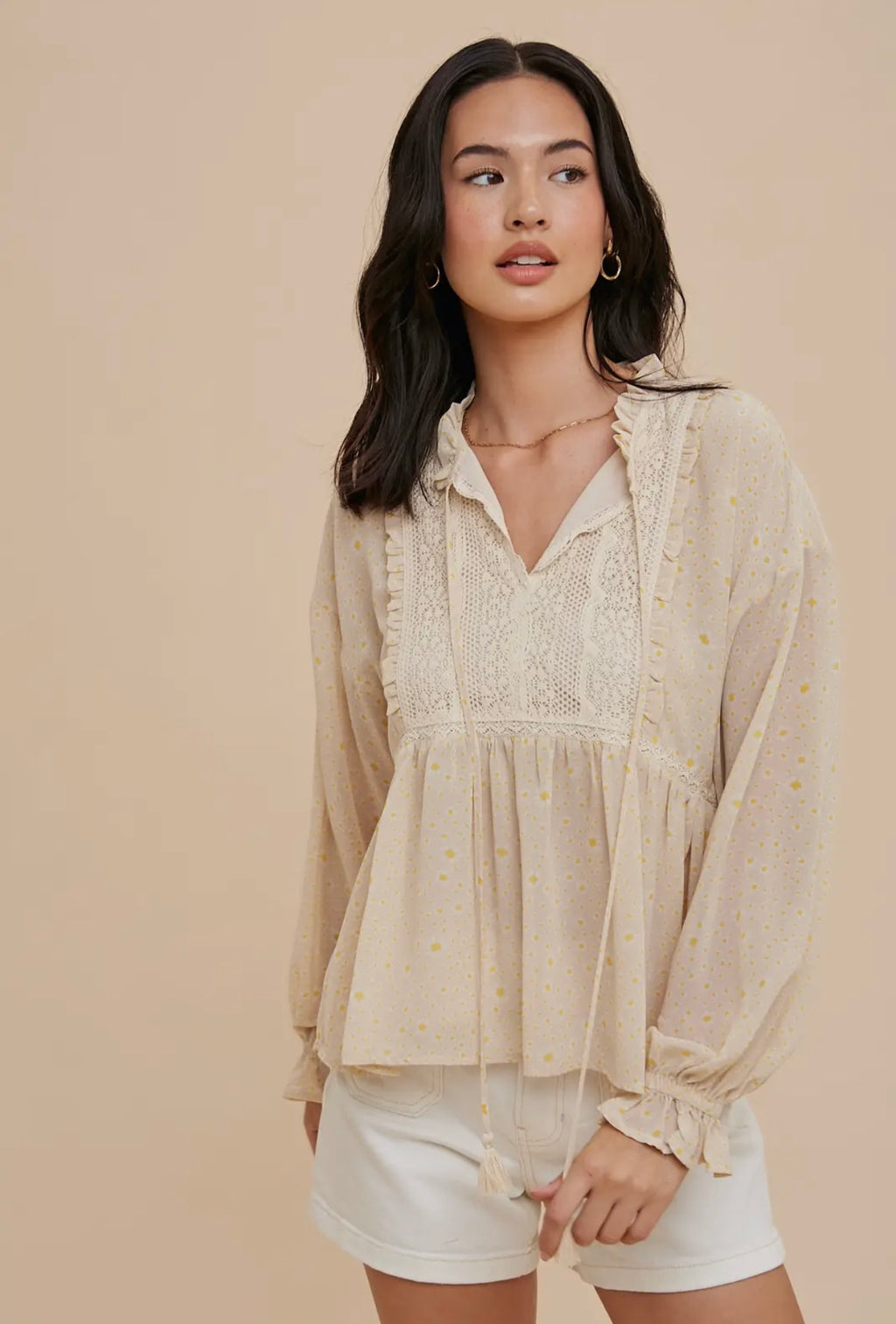 Ditsy Floral Blouse - Crème