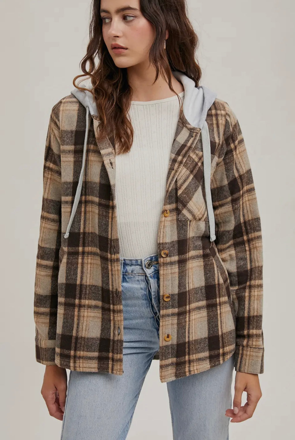 Gus Hooded Flannel - Brown