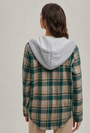 Gus Hooded Flannel - Green