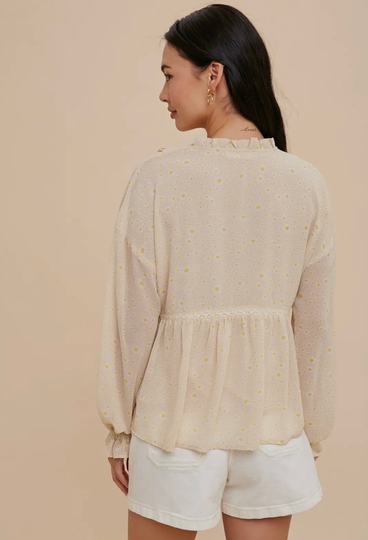 Ditsy Floral Blouse - Crème