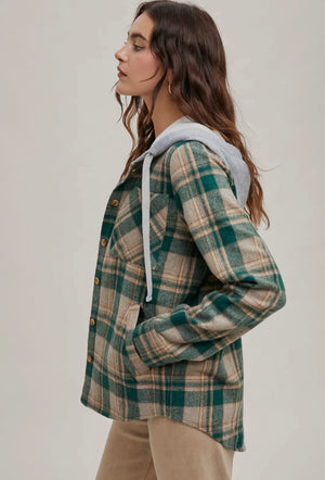 Gus Hooded Flannel - Green