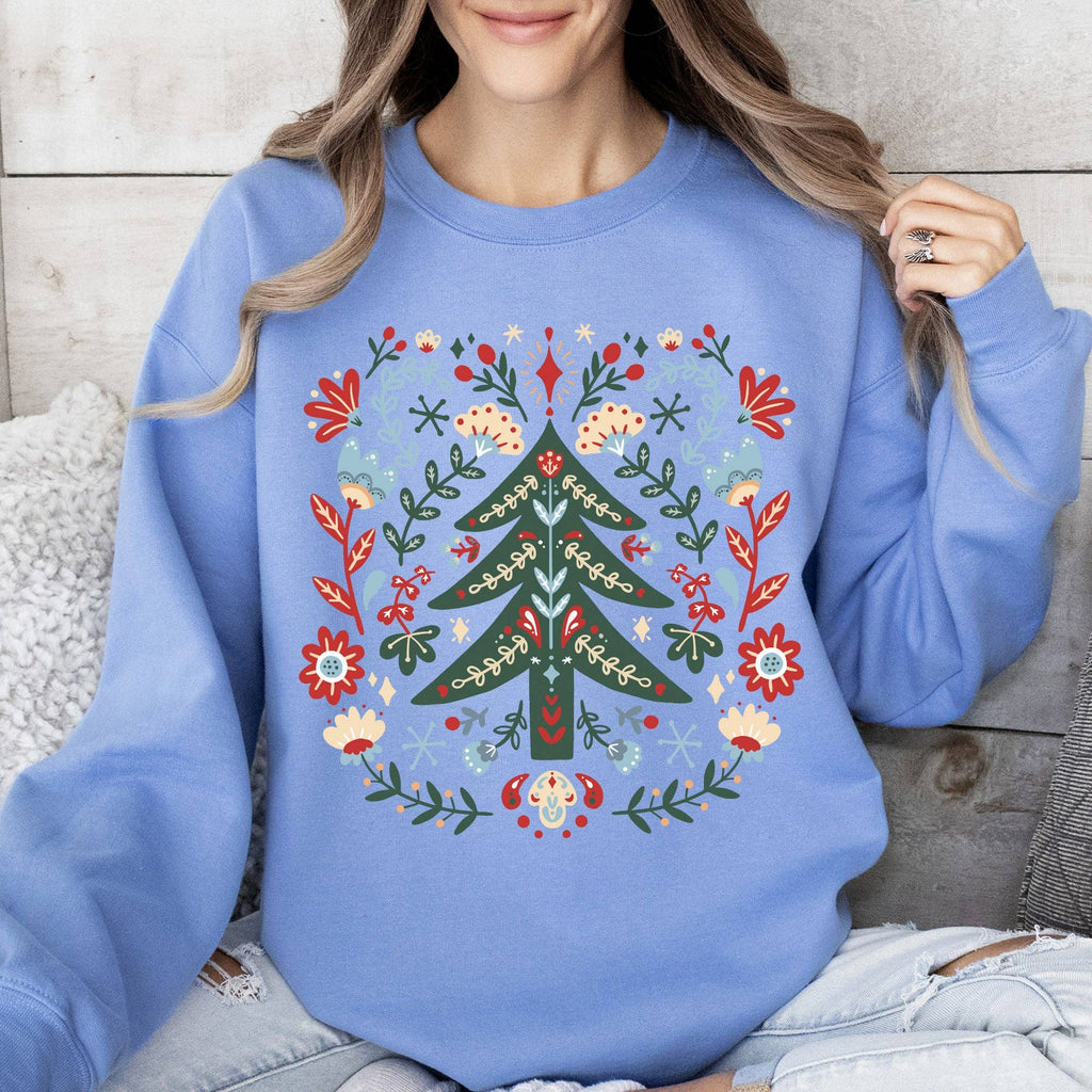 Christmas Tree Folk Art Sweatshirt