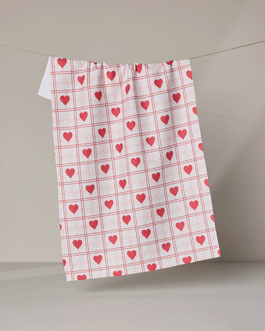 Hearts Tea Towel