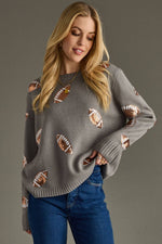 Gray Sequin Football Sweater